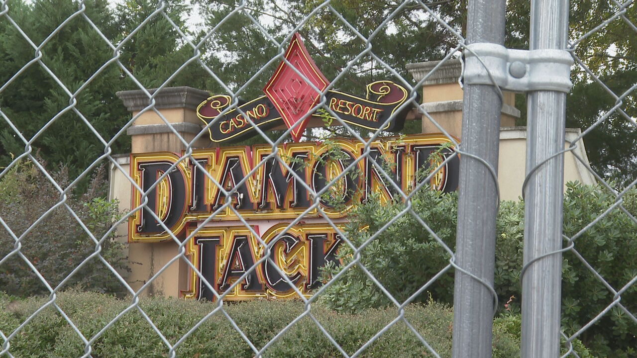 Diamond Jacks behind gate